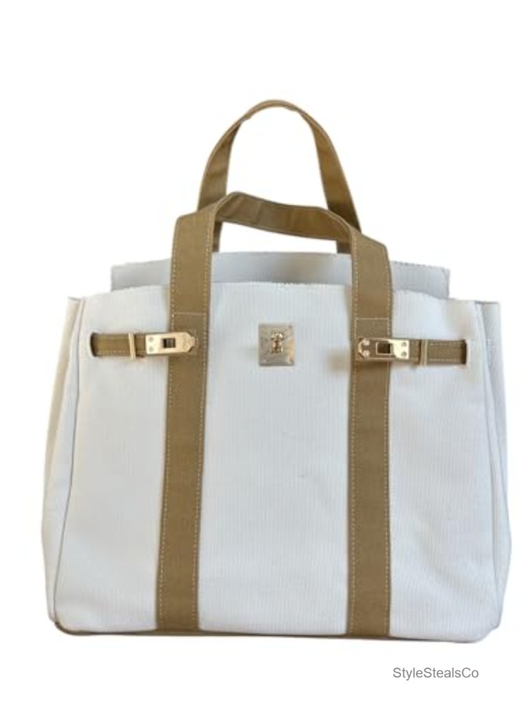 Canvas Tote Bag With 8 Pockets Distressed Finish Structured